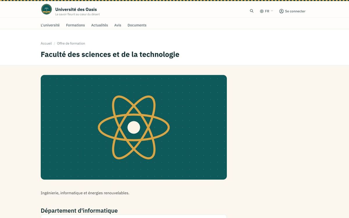 Une page de faculté